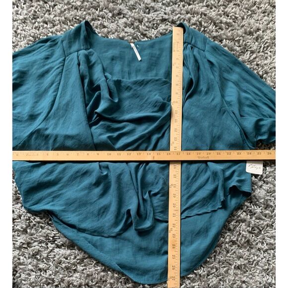 NWT FREE PEOPLE Cowling Around TEAL BOHO SHIRT TOP BLOUSE sz M - Picture 8 of 8